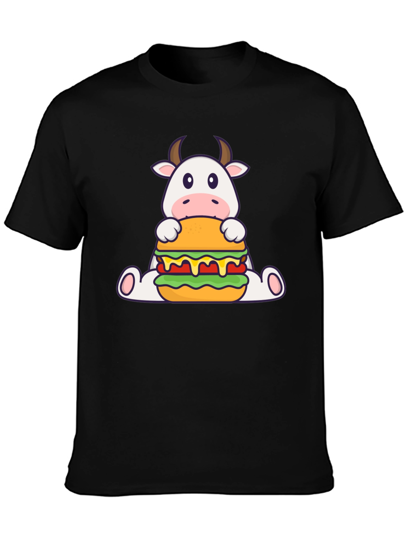Cow Burger Graphic Tee - Black Casual T-Shirt
