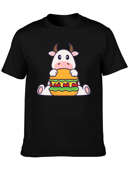 Cow Burger Graphic Tee - Black Casual T-Shirt