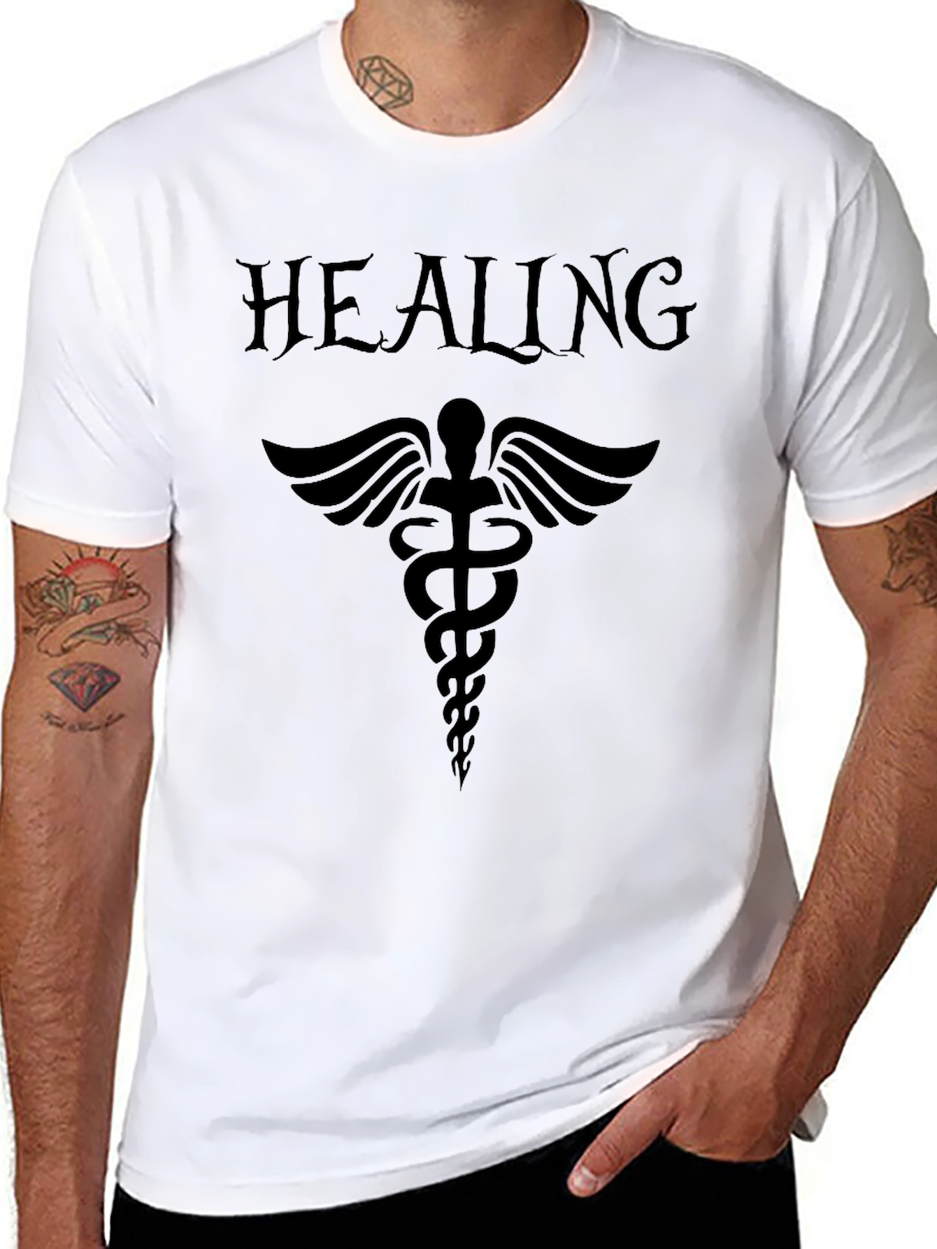 Healing Caduceus T-Shirt - Black