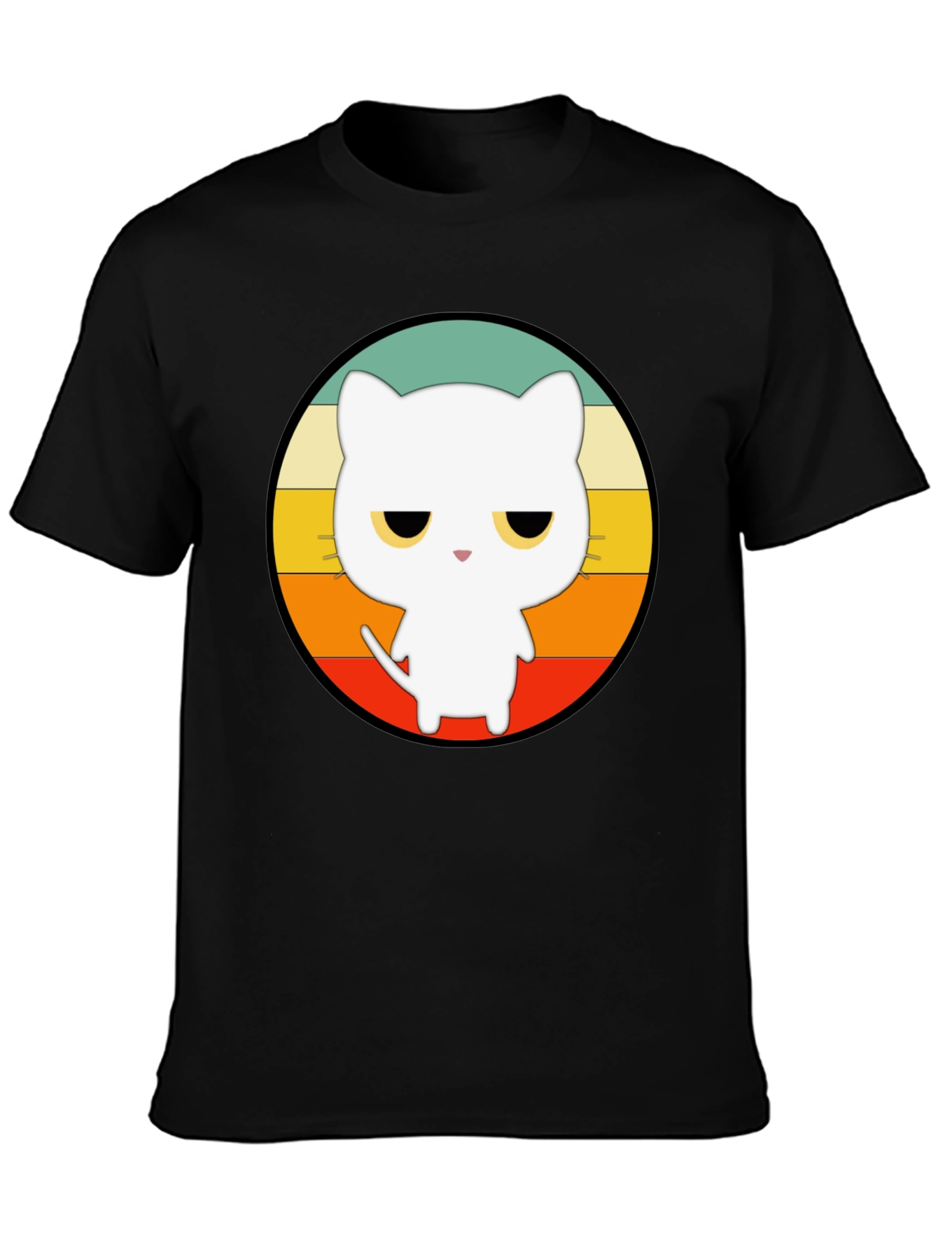 Retro Cat Graphic T-Shirt - Unisex Black Tee