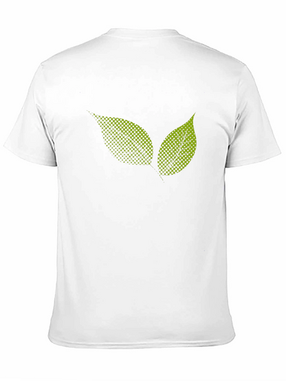 Black T-Shirt with Green Leaf Graphic Print
