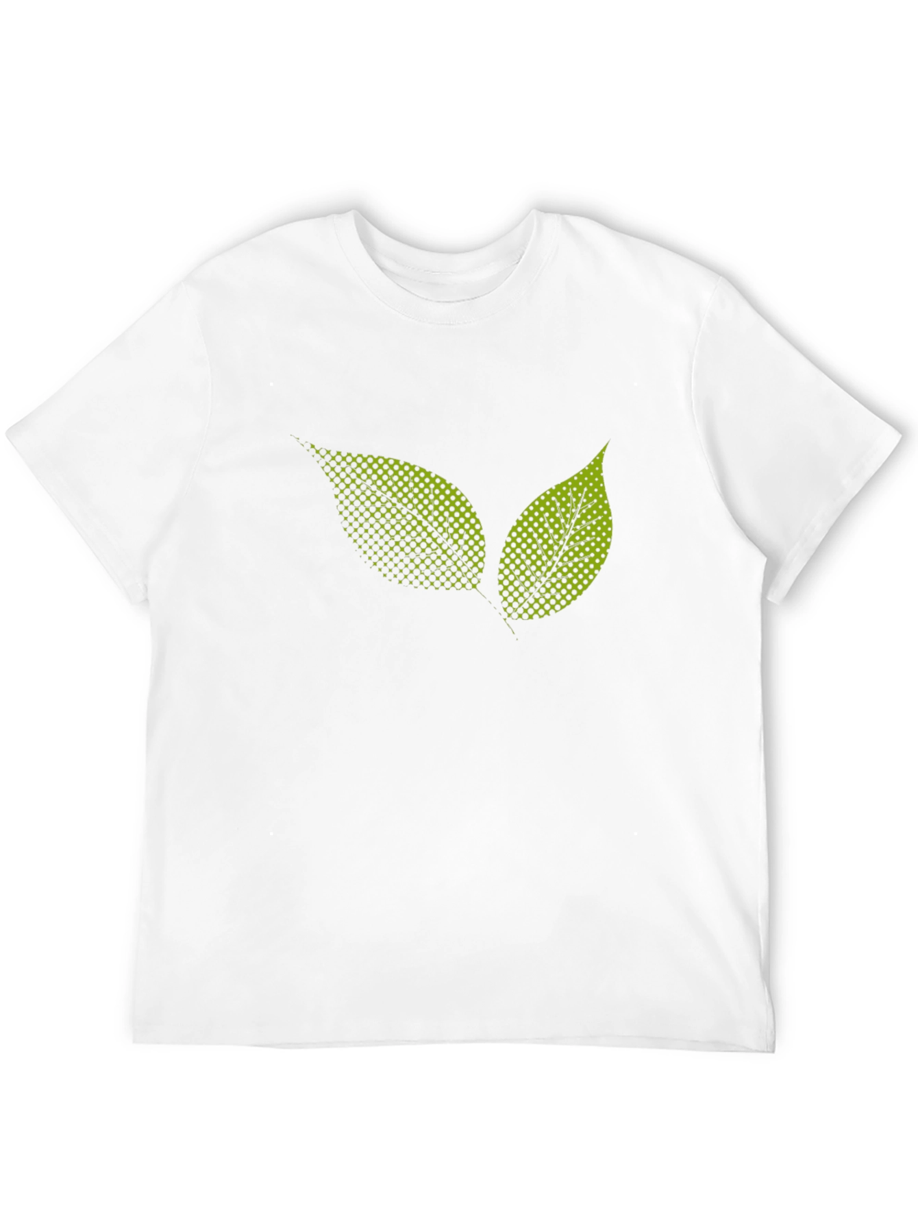 Black T-Shirt with Green Leaf Graphic Print