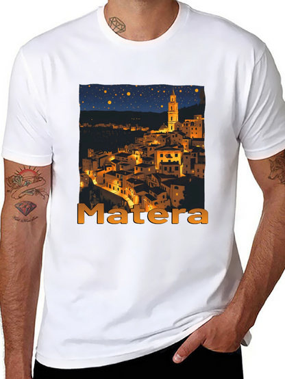 Matera Italy Nightscape Black T-Shirt
