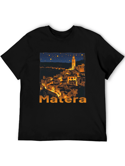 Matera Italy Nightscape Black T-Shirt