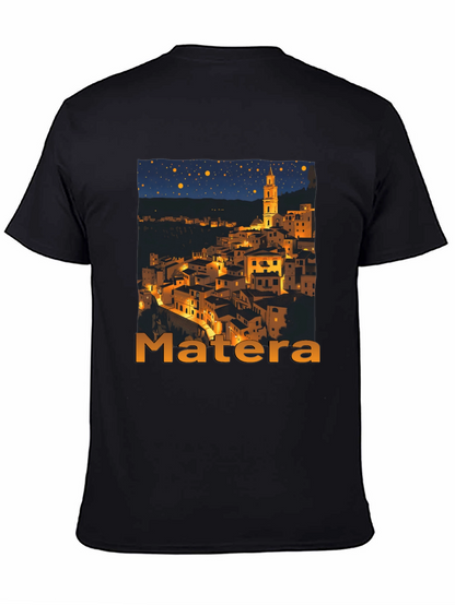 Matera Italy Nightscape Black T-Shirt