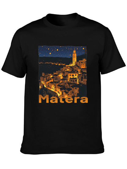 Matera Italy Nightscape Black T-Shirt