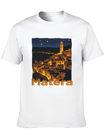 Matera Italy Nightscape Black T-Shirt