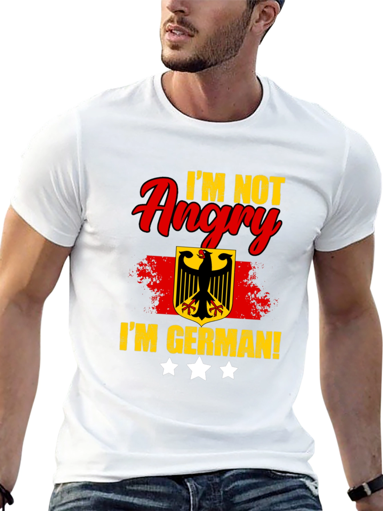 Im Not Angry Im German! Black T-Shirt