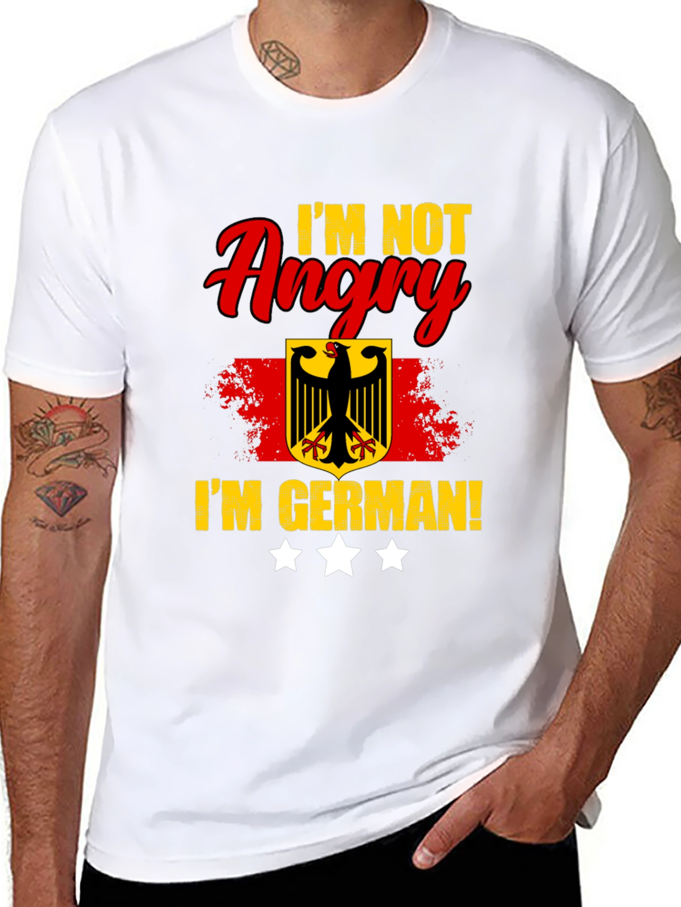 Im Not Angry Im German! Black T-Shirt