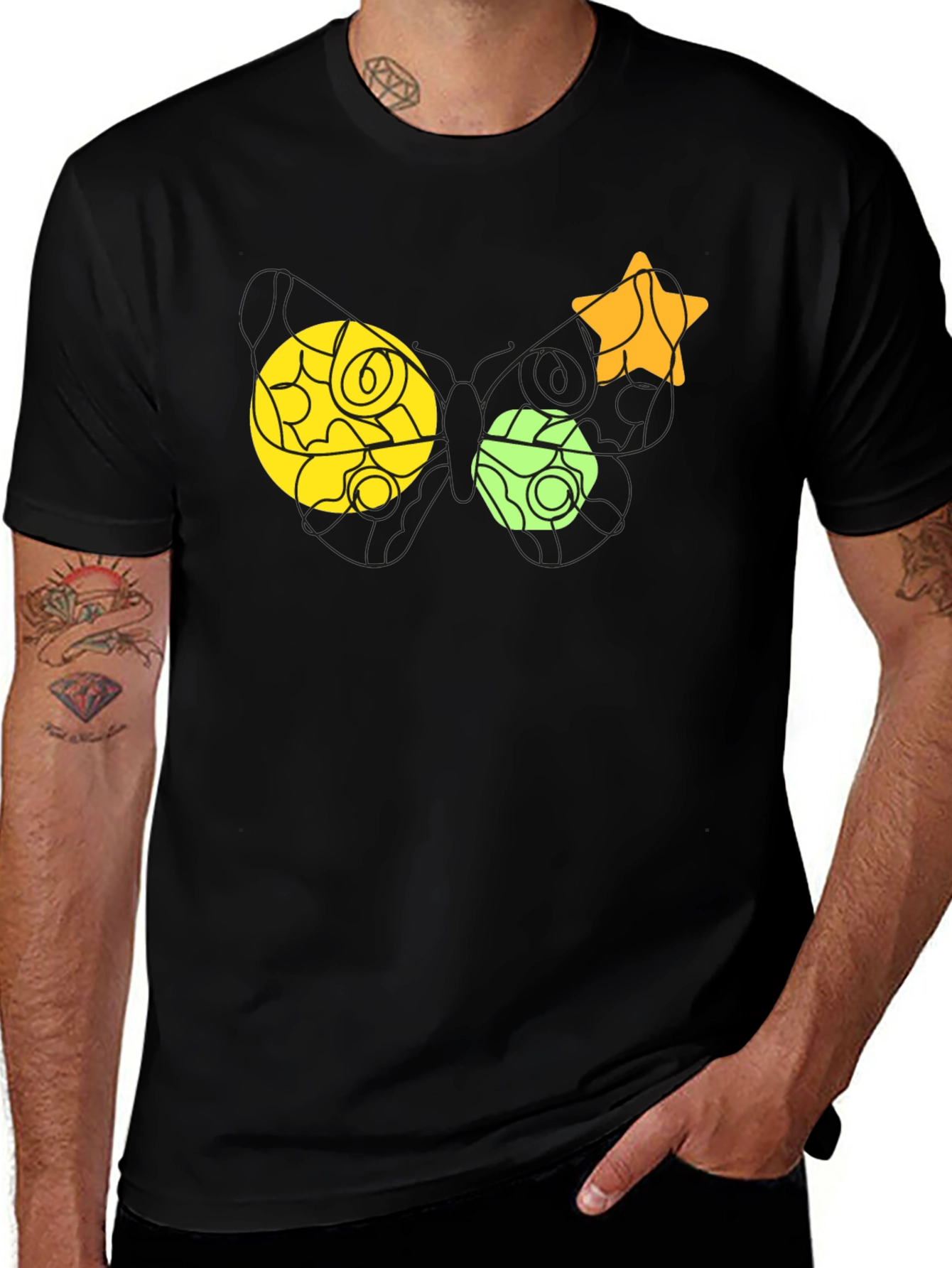 Geometric Shapes T-Shirt - Black