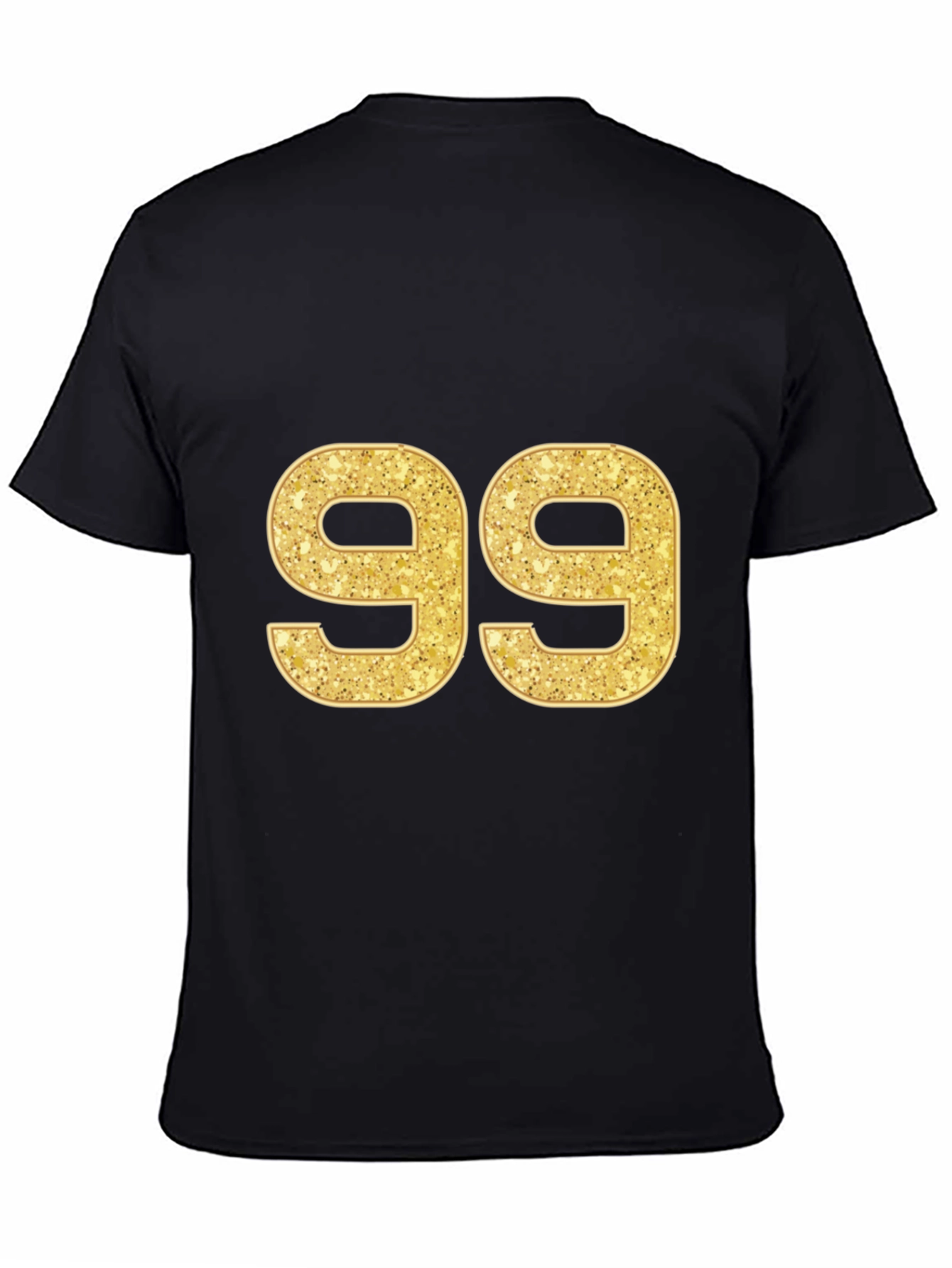 Gold Glitter Number 99 Black T-Shirt