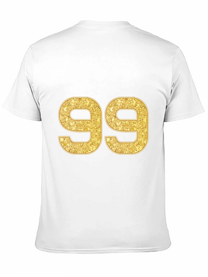 Gold Glitter Number 99 Black T-Shirt