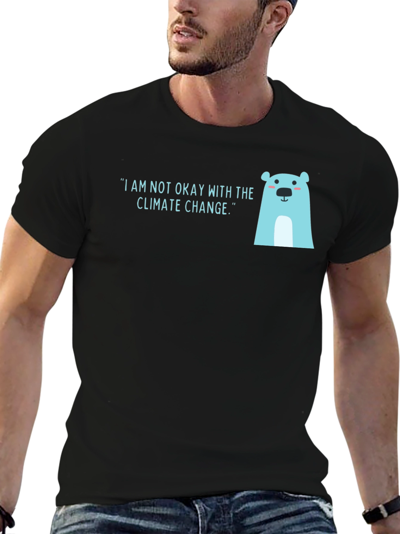 Climate Change Polar Bear Graphic Tee - Black