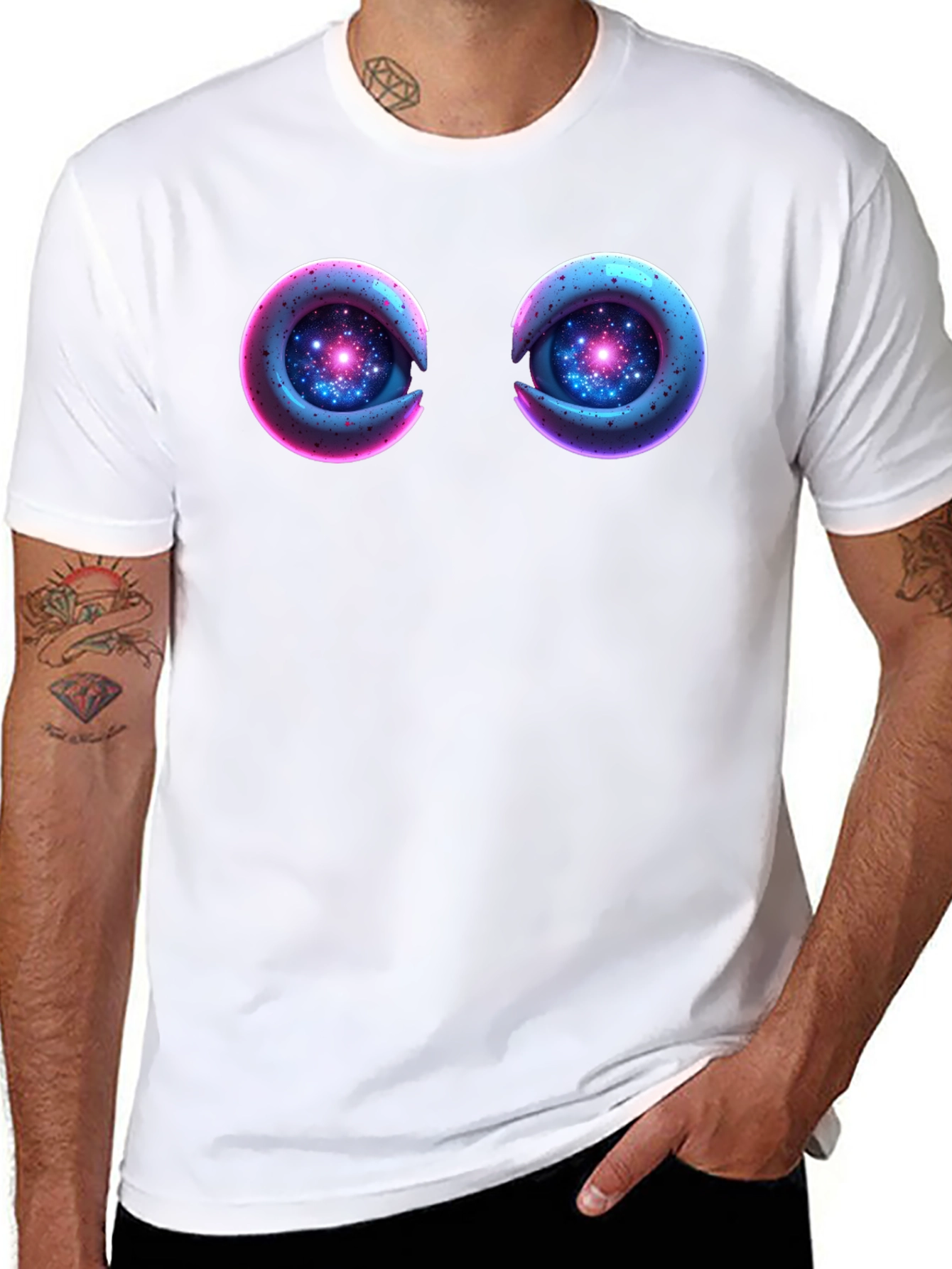 Cosmic Eyes Black Graphic T-Shirt