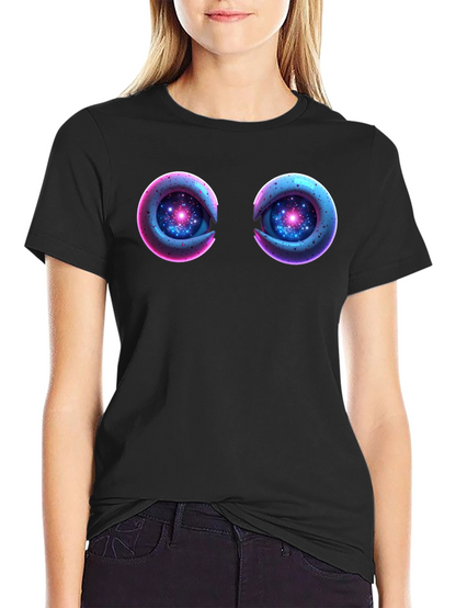 Cosmic Eyes Black Graphic T-Shirt
