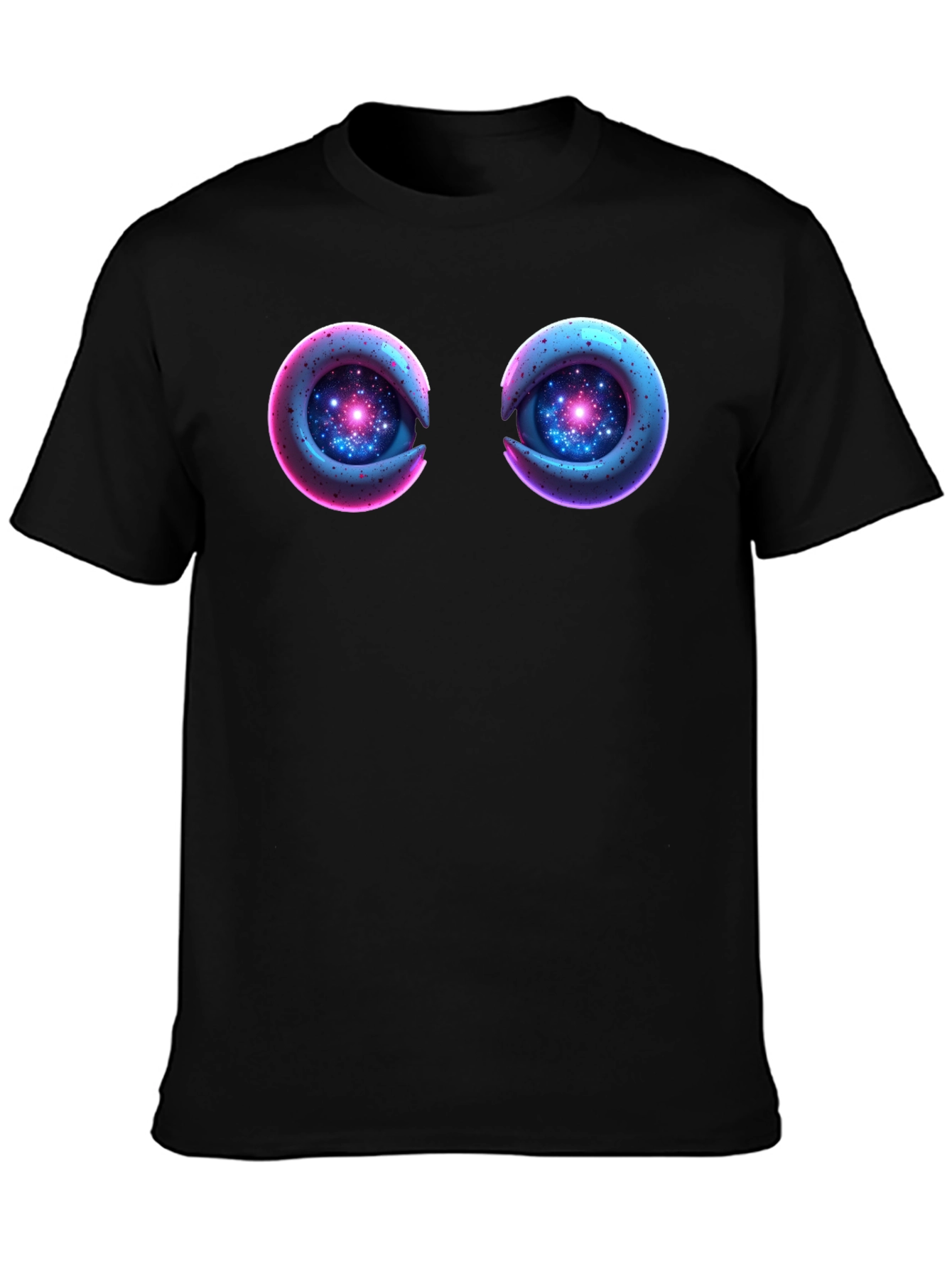 Cosmic Eyes Black Graphic T-Shirt