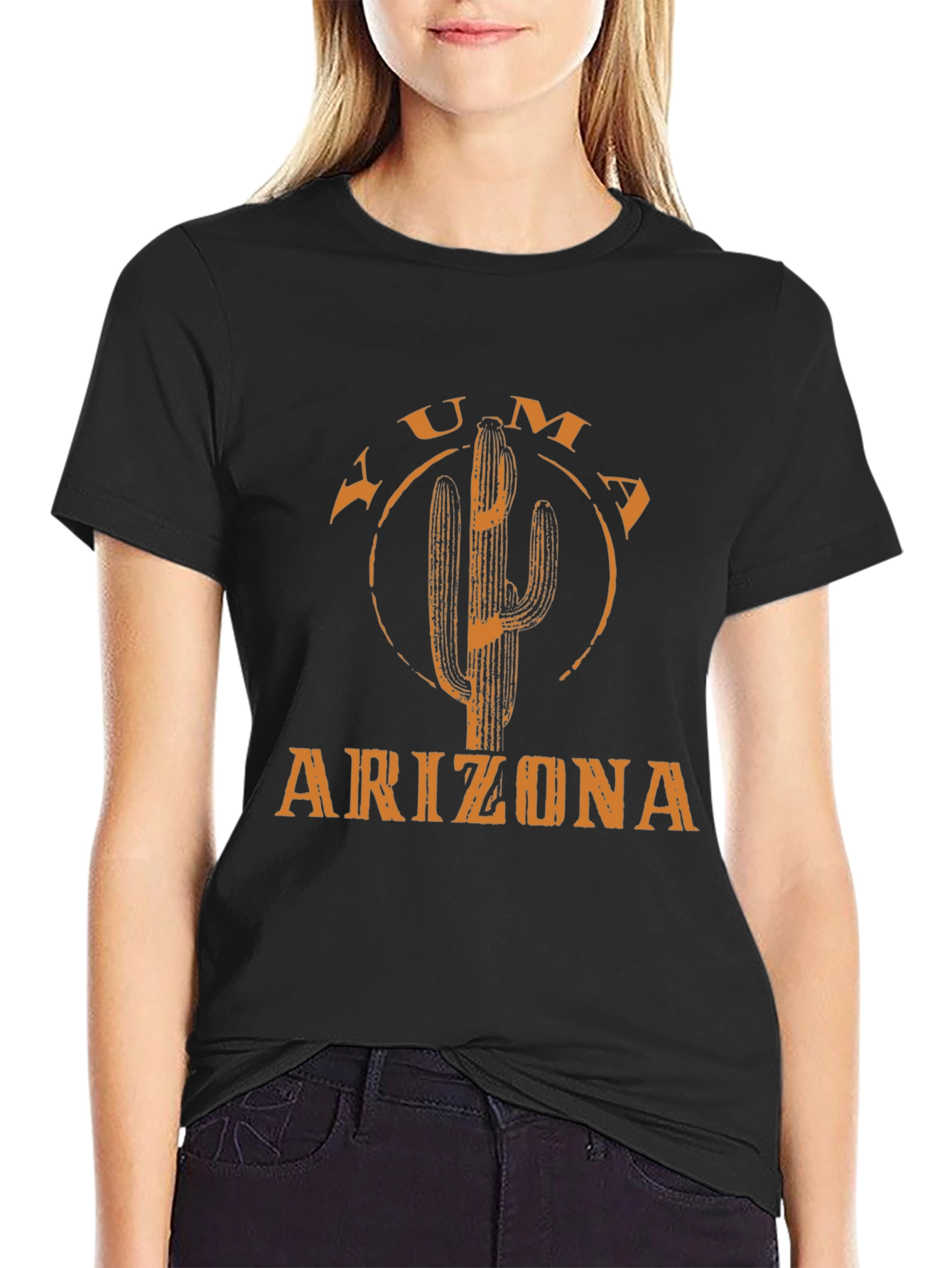 Yuma Arizona Cactus Graphic Tee - Black Cotton T-Shirt