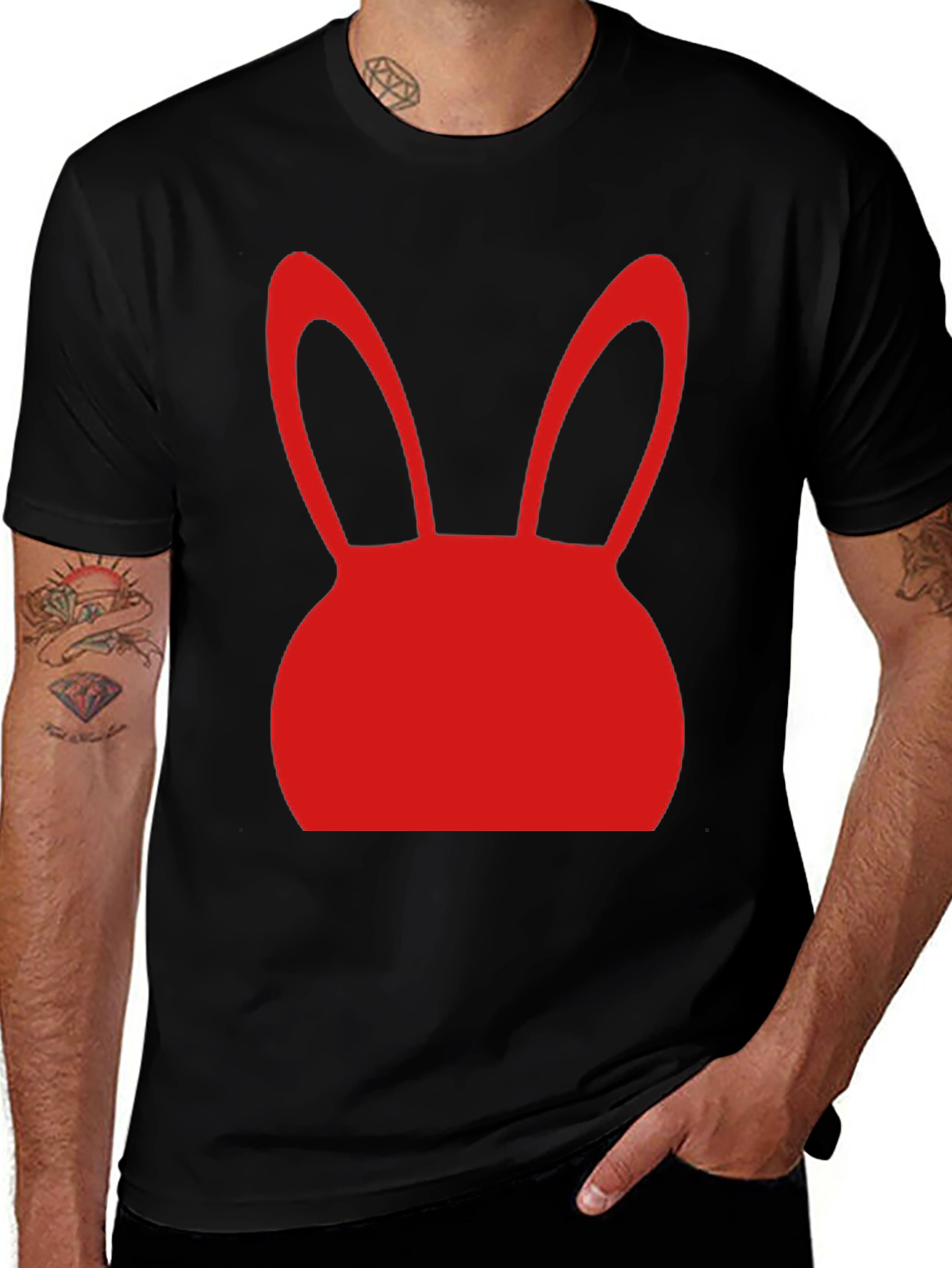 Bunny Graphic Tee - Black Short Sleeve