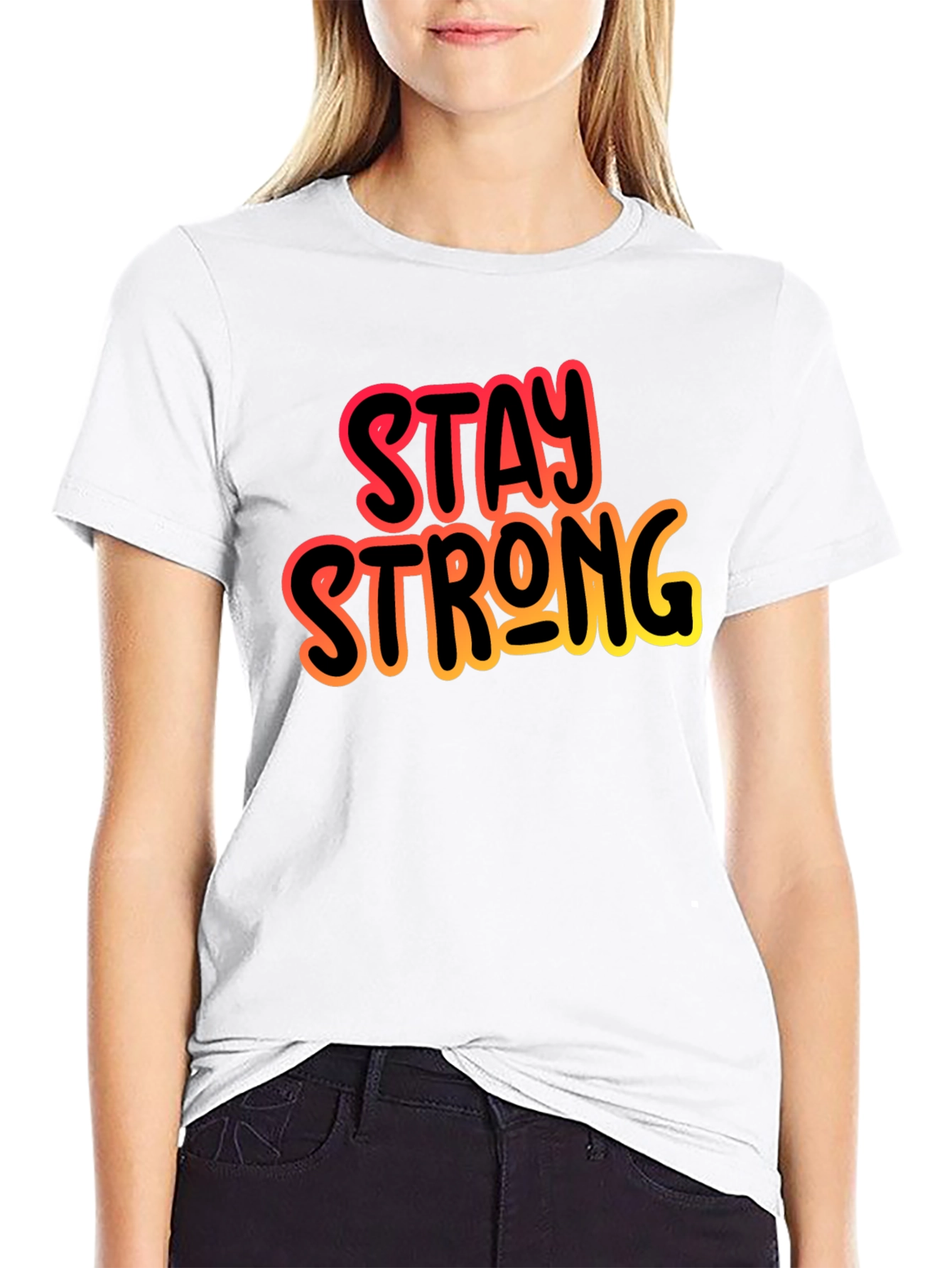 Stay Strong Black Graphic T-Shirt