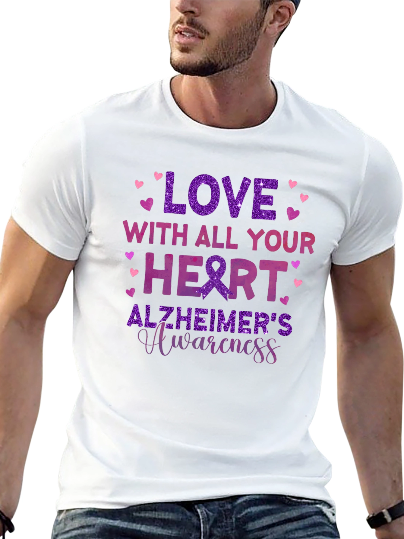Love with All Your Heart Alzheimers Awareness T-Shirt