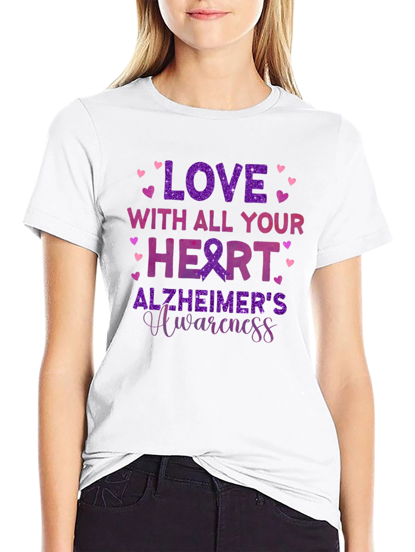 Love with All Your Heart Alzheimers Awareness T-Shirt
