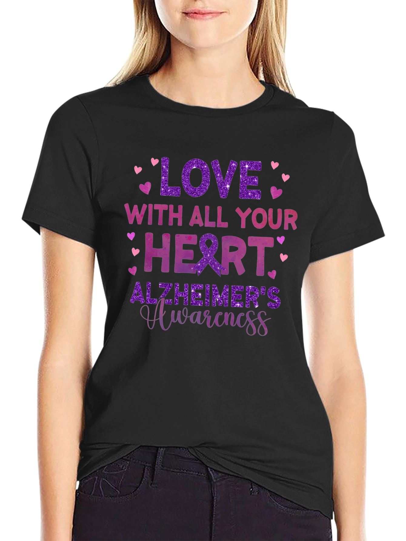 Love with All Your Heart Alzheimers Awareness T-Shirt