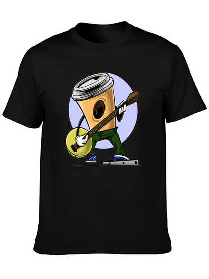 Coffee Cup Banjo Player T-Shirt - Black