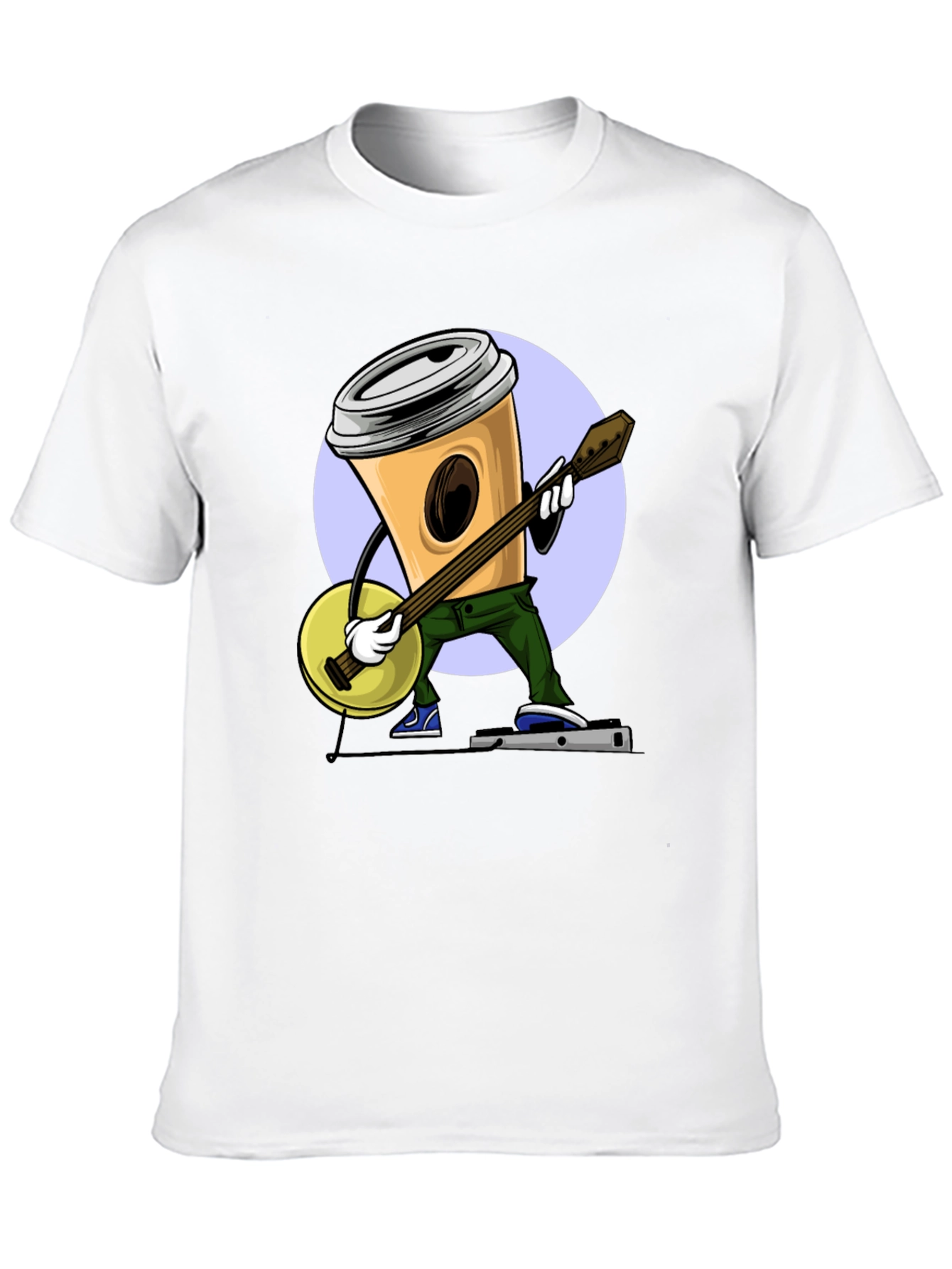 Coffee Cup Banjo Player T-Shirt - Black