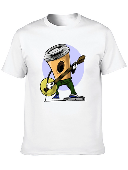 Coffee Cup Banjo Player T-Shirt - Black