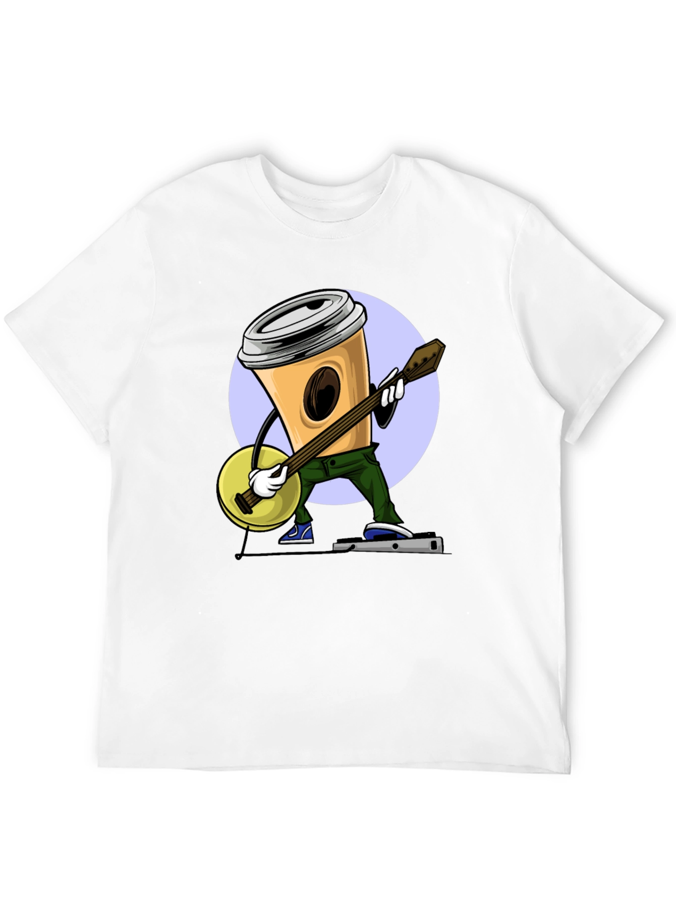Coffee Cup Banjo Player T-Shirt - Black