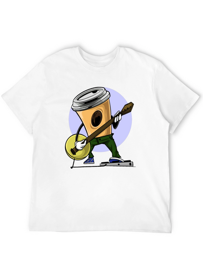 Coffee Cup Banjo Player T-Shirt - Black