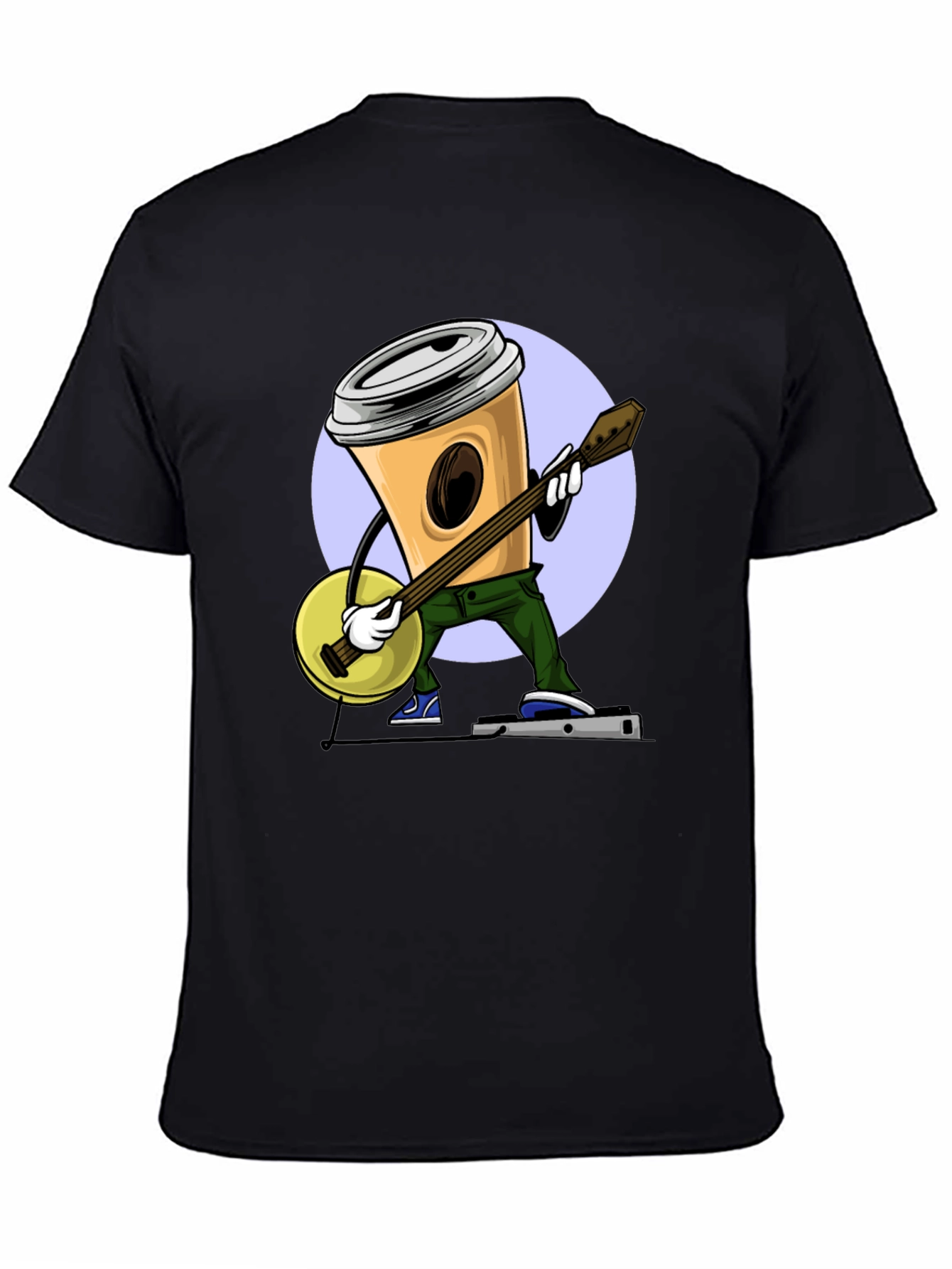 Coffee Cup Banjo Player T-Shirt - Black