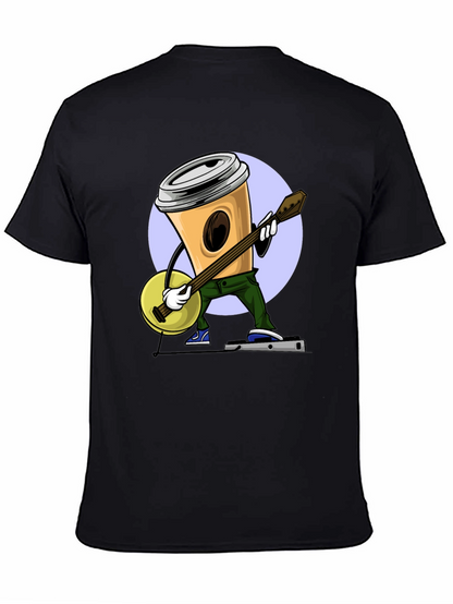 Coffee Cup Banjo Player T-Shirt - Black