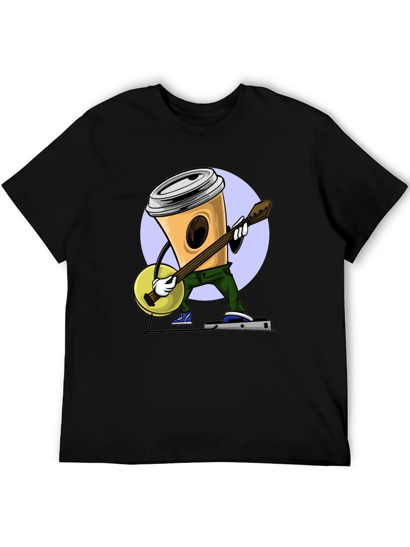 Coffee Cup Banjo Player T-Shirt - Black