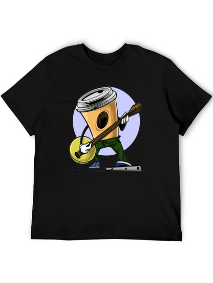 Coffee Cup Banjo Player T-Shirt - Black