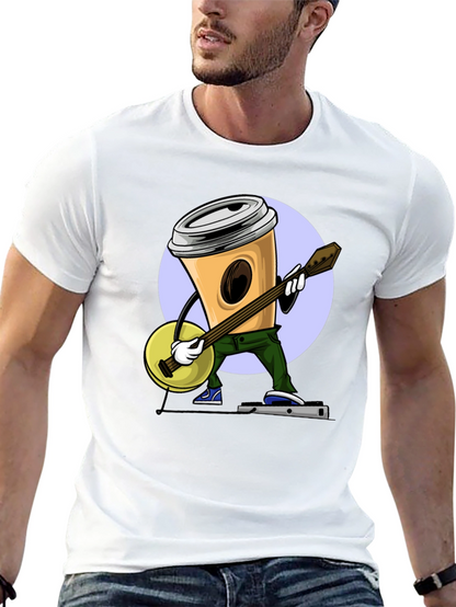 Coffee Cup Banjo Player T-Shirt - Black