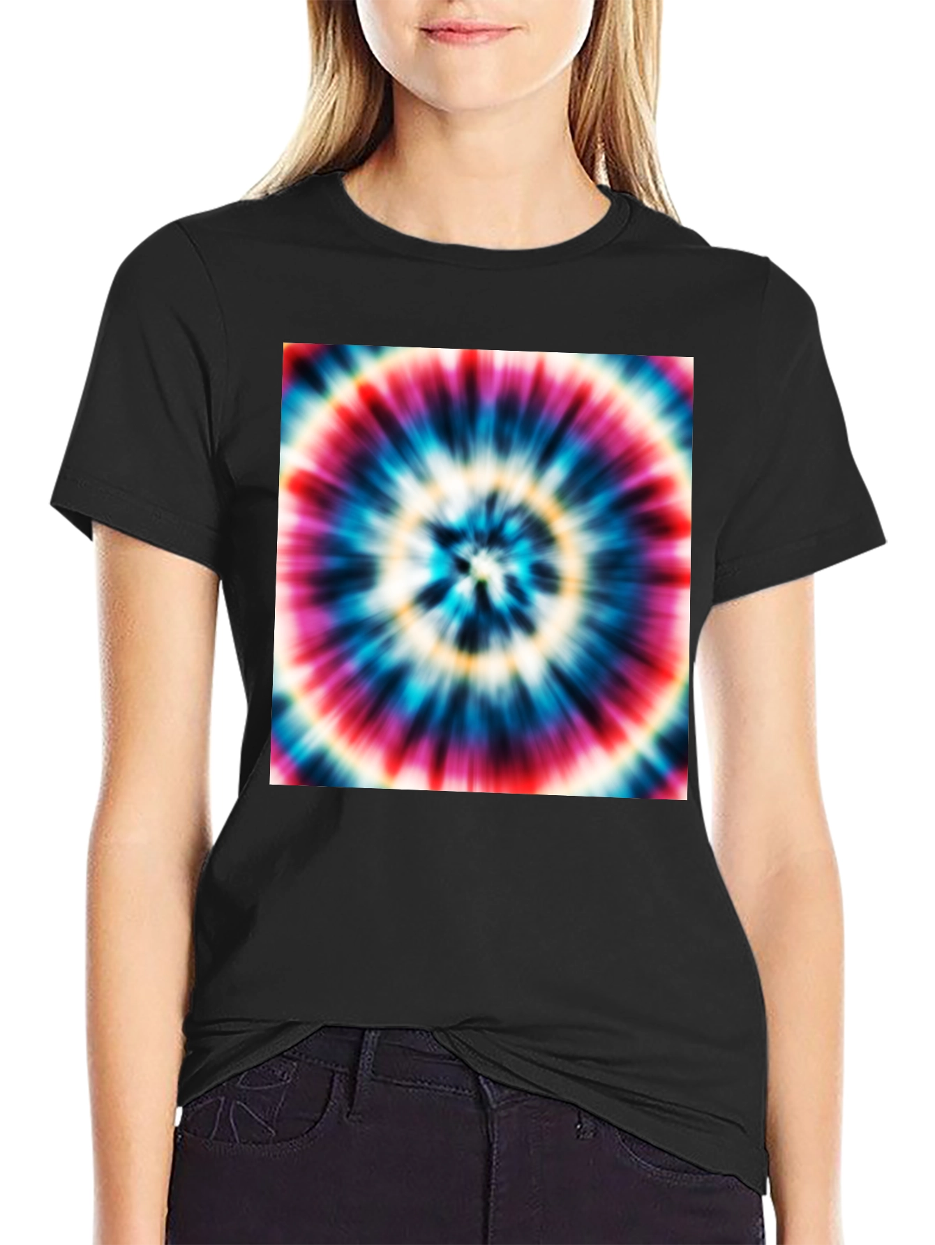 Tie Dye Swirl Graphic Black T-Shirt