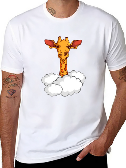 Giraffe in Clouds Graphic T-Shirt - Black