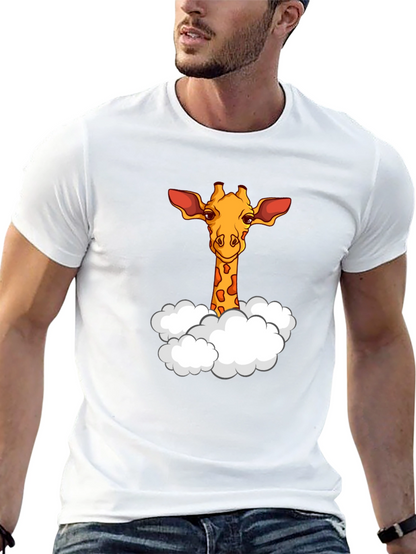 Giraffe in Clouds Graphic T-Shirt - Black