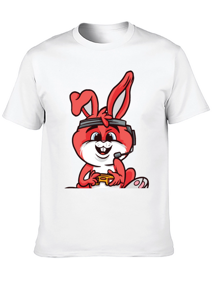 Gamer Bunny Graphic Tee - Black Cotton T-Shirt
