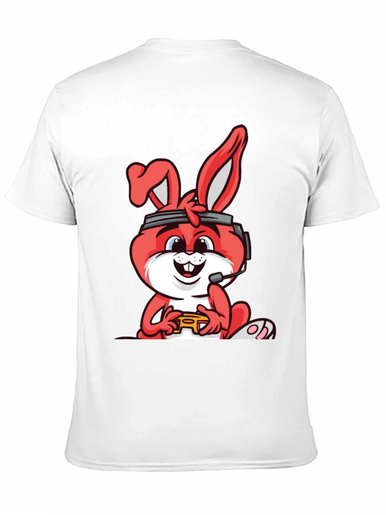 Gamer Bunny Graphic Tee - Black Cotton T-Shirt