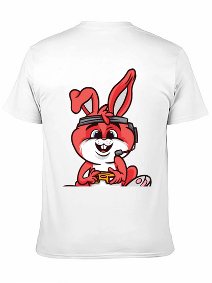 Gamer Bunny Graphic Tee - Black Cotton T-Shirt