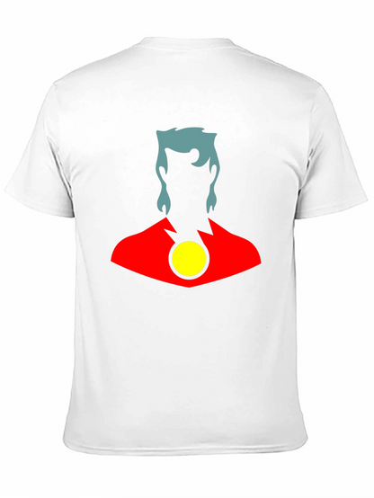 Stylized Superhero Graphic T-Shirt - Black Cotton Blend