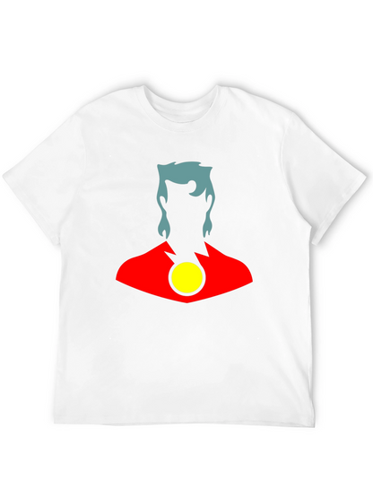 Stylized Superhero Graphic T-Shirt - Black Cotton Blend