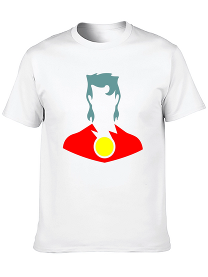 Stylized Superhero Graphic T-Shirt - Black Cotton Blend