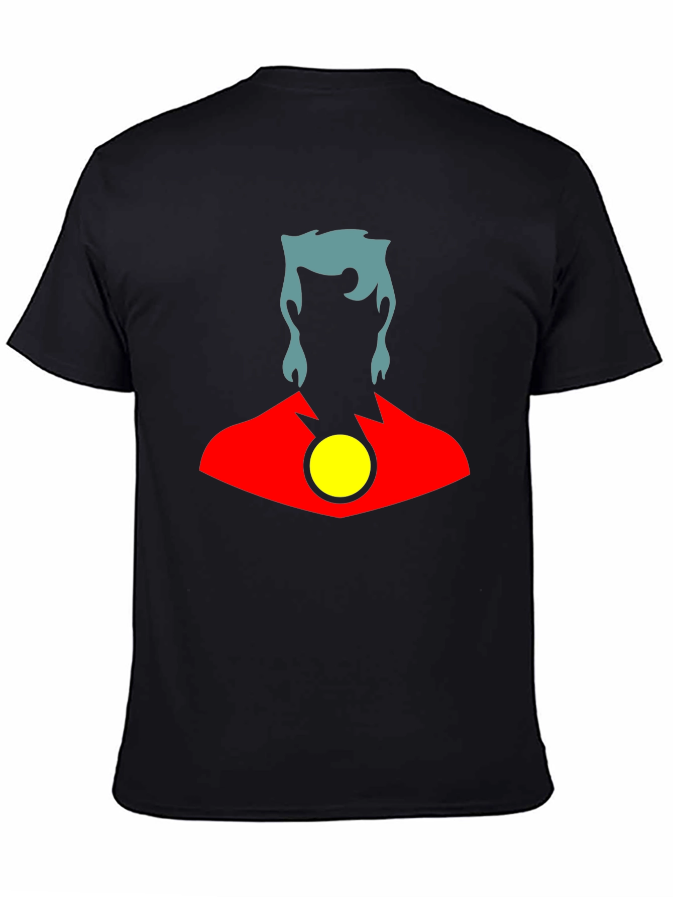 Stylized Superhero Graphic T-Shirt - Black Cotton Blend