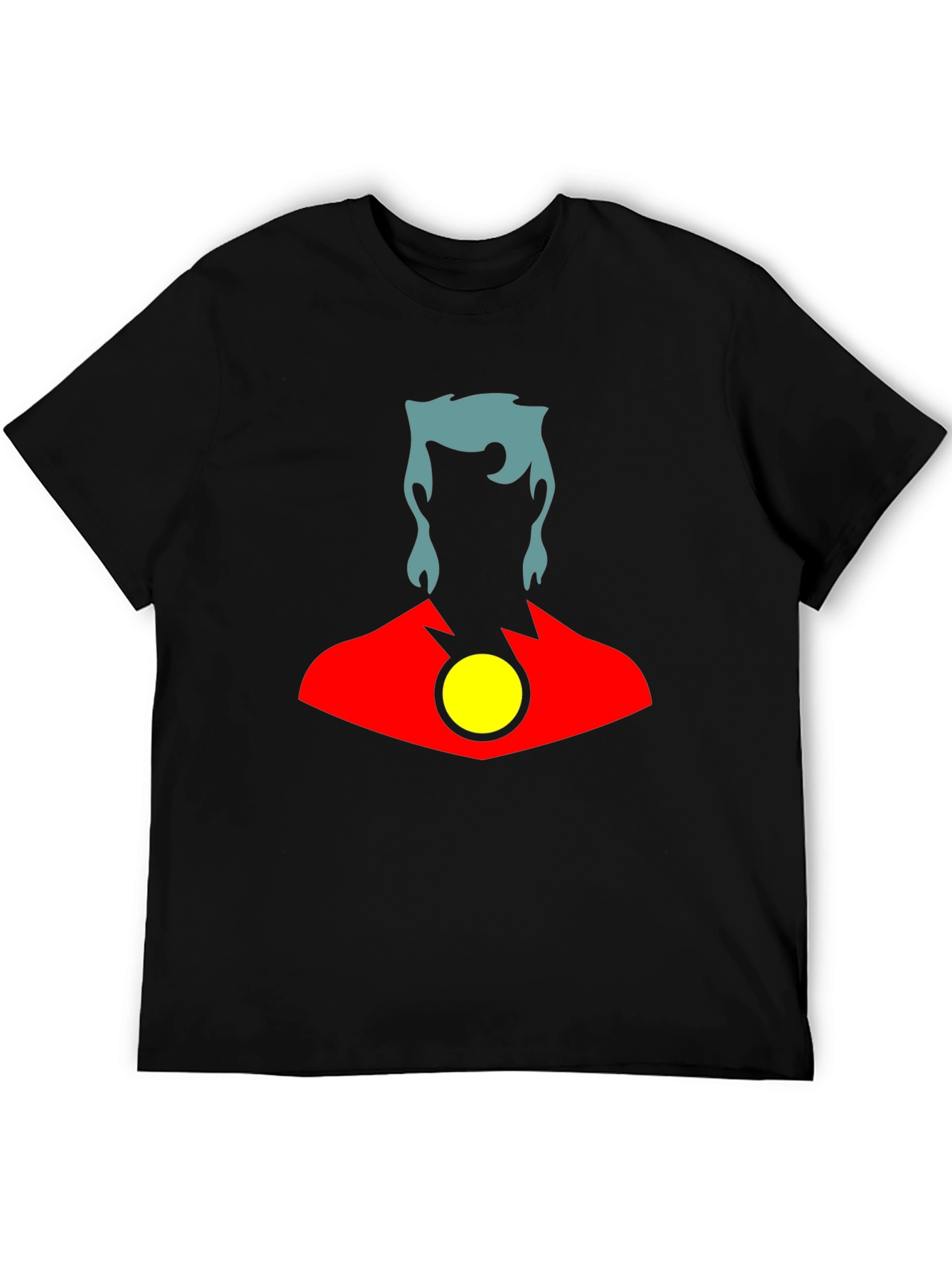 Stylized Superhero Graphic T-Shirt - Black Cotton Blend