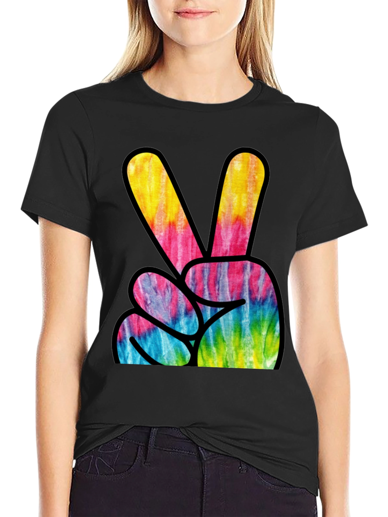 Tie Dye Peace Sign Graphic Tee