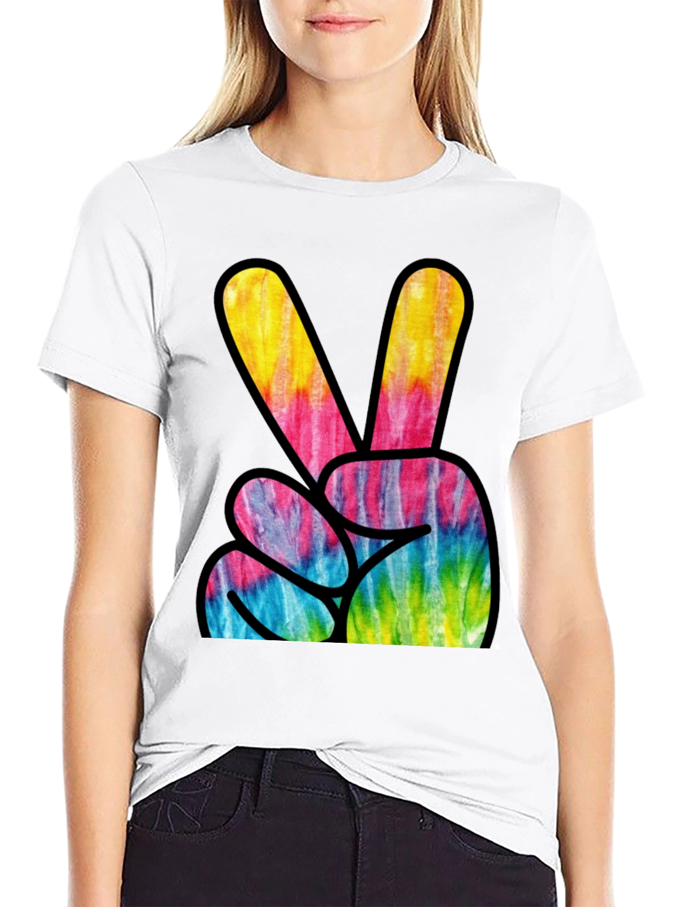 Tie Dye Peace Sign Graphic Tee