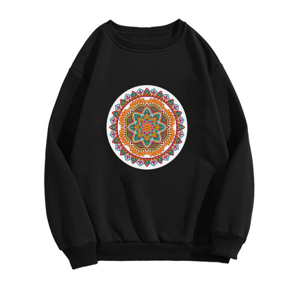 Colorful Mandala Sweatshirt - Bohemian Ornate Mandala Crewneck, Vintage Ethnic Medallion Pullover, Psychedelic Kaleidoscope Sweatshirt, Boho Art Gift Top